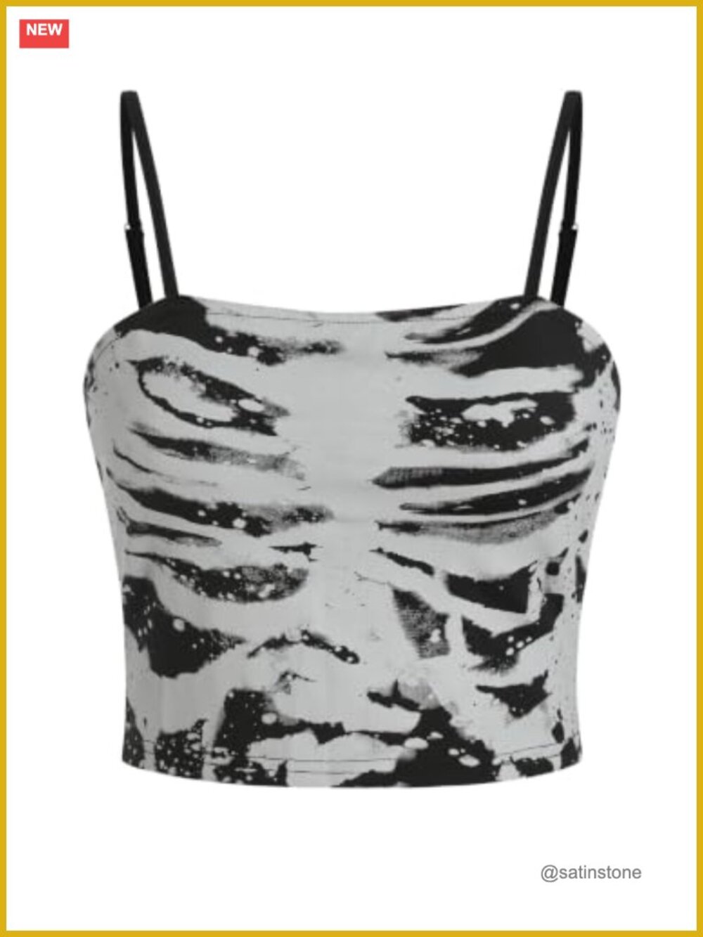 Skeleton Graphic Cami Crop Tank Top Adjustable Spaghetti Strap Halloween